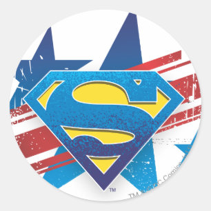 Sticker Rond Superman Stylized   Stars and Stripes Logo