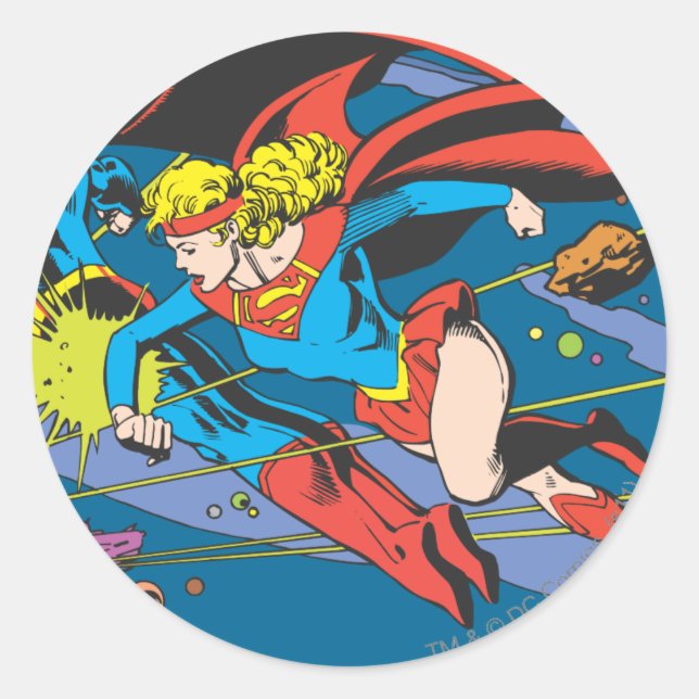 Sticker Rond Superman & Supergirl Flying (Devant)