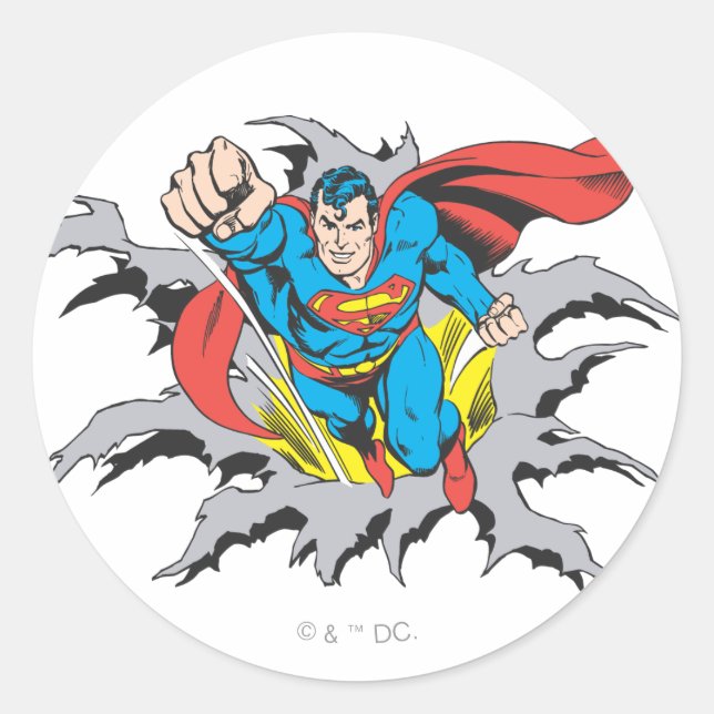 Sticker Rond Superman Tears Thru (Devant)