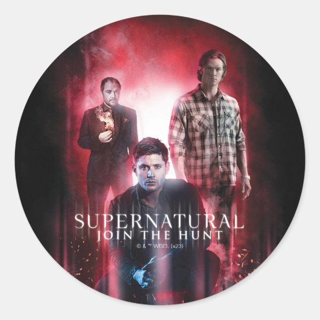 Sticker Rond Supernatural Crowley, Dean et Sam (Devant)
