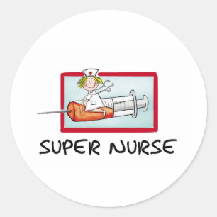 Sticker Rond supernurse - infirmière humoristique de bande