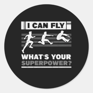 Sticker Rond Superpower Jumper Triple Jumper Track Et Field Lon