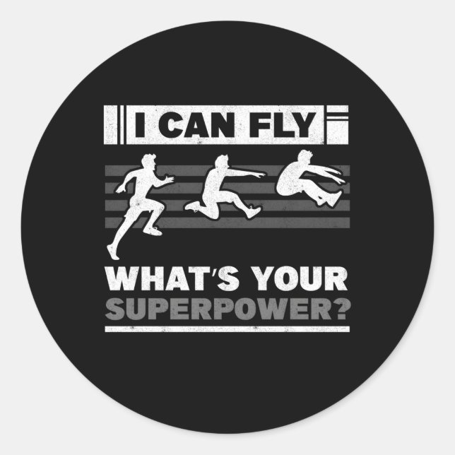 Sticker Rond Superpower Jumper Triple Jumper Track Et Field Lon (Devant)