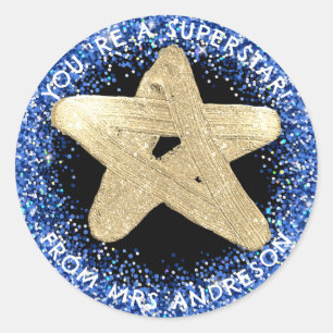 Sticker Rond Superstar d'or personnalisée Prix de l'enseignant