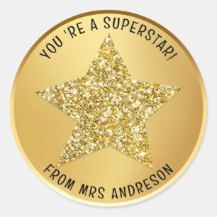 Sticker Rond Superstar personnalisée Prix de l'enseignant