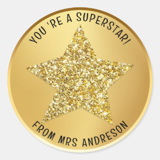 Sticker Rond Superstar personnalisée Prix de l'enseignant