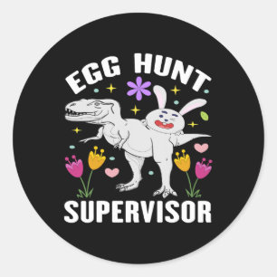 Sticker Rond Superviseur De Chasse Aux Oeufs Et Équipe De Chass