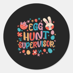 Sticker Rond Superviseur de chasse aux oeufs Fête de chasse aux