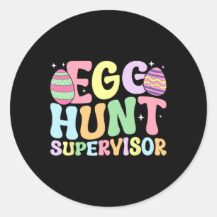 Sticker Rond Superviseur de chasse aux oeufs Retro Groupe de ch