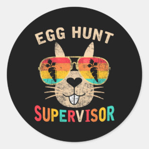 Sticker Rond Superviseur de chasse aux oeufs Retro Groupe de ch