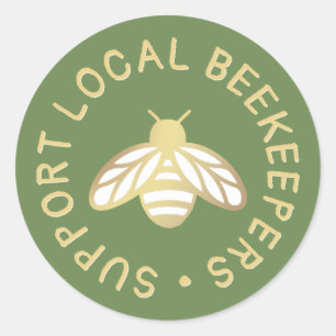 Sticker Rond Support apiculteurs locaux Gold Honeybee Icon Hone