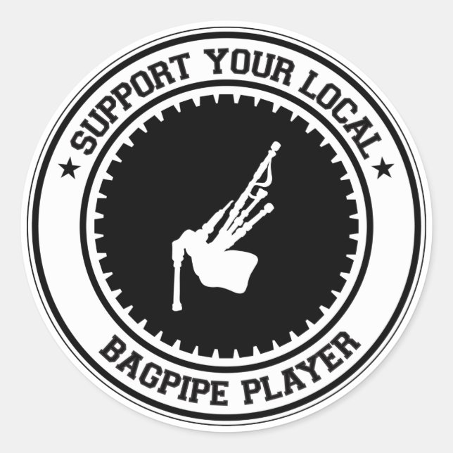 Sticker Rond Support de votre lecteur Bagpipe local (Devant)