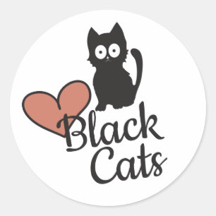 Sticker Rond Support des chats noirs Carton mignon