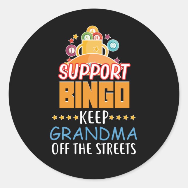 Sticker Rond support drôle Bingo Grandma mot art (Devant)