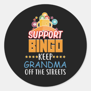 Sticker Rond support drôle Bingo Grandma mot art
