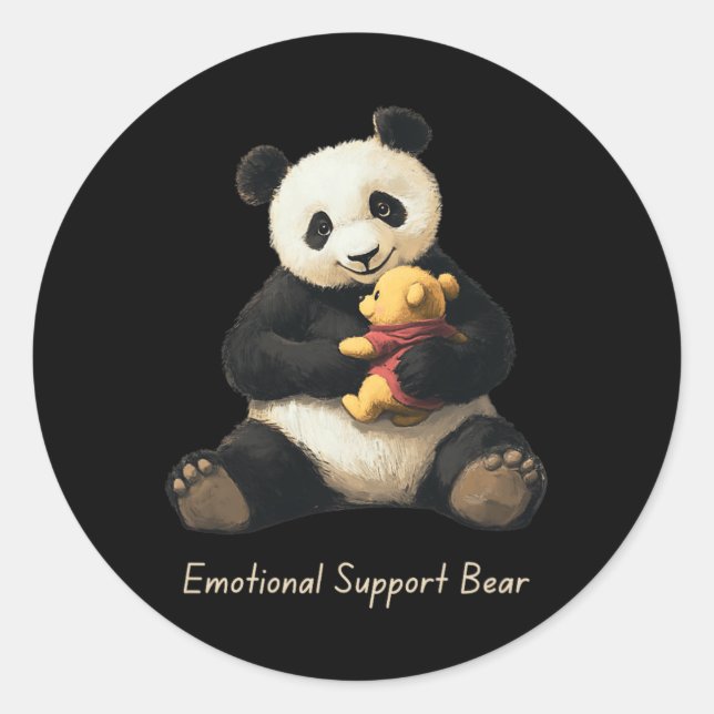Sticker Rond Support Émotionnel Ours Panda Tenant Un Ours Mélan (Devant)