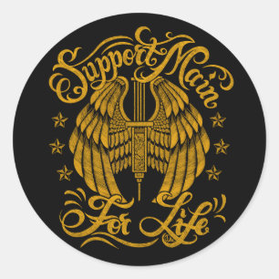 Sticker Rond Support principal Grunge Ailes d'aiguilles jaunes