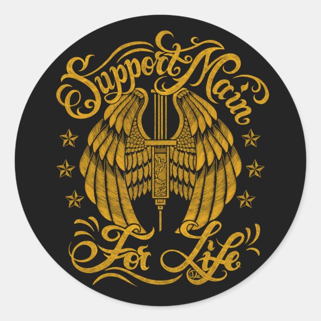 Sticker Rond Support principal Grunge Ailes d'aiguilles jaunes (Devant)