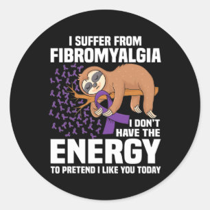 Sticker Rond Support Purple Ribbon Warrior Fibromyalgia