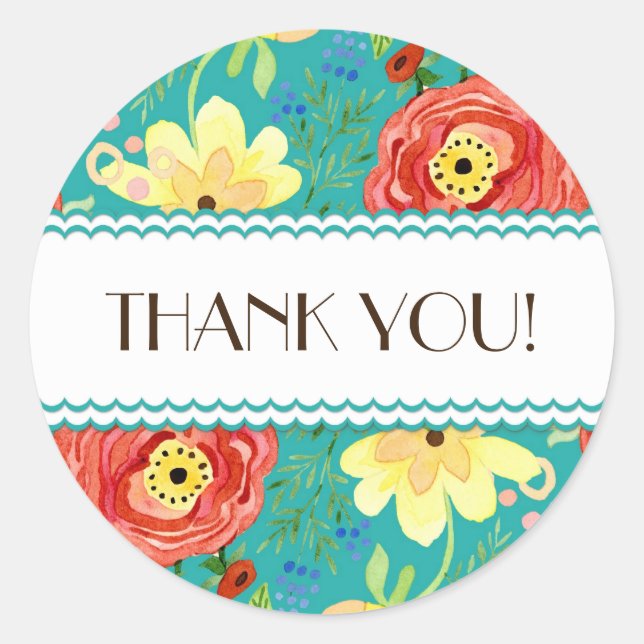 Sticker Rond Support Rose de feuille de Ranunculus moderne (Devant)