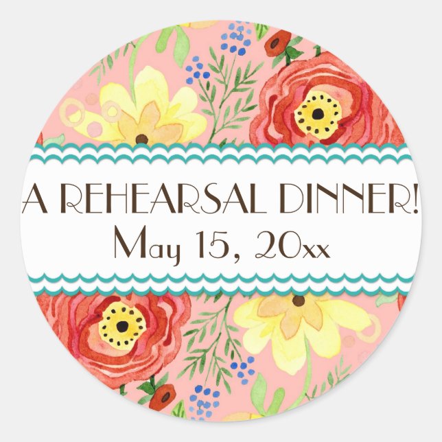 Sticker Rond Support Rose de feuille de Ranunculus moderne (Devant)