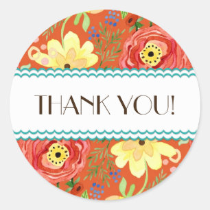 Sticker Rond Support Rose de feuille de Ranunculus moderne