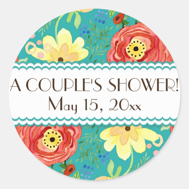 Sticker Rond Support Rose de feuille de Ranunculus moderne (Devant)