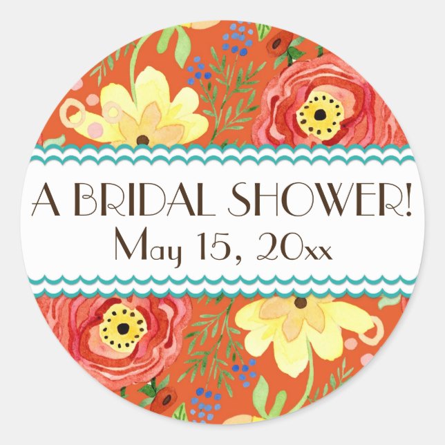 Sticker Rond Support Rose de feuille de Ranunculus moderne (Devant)