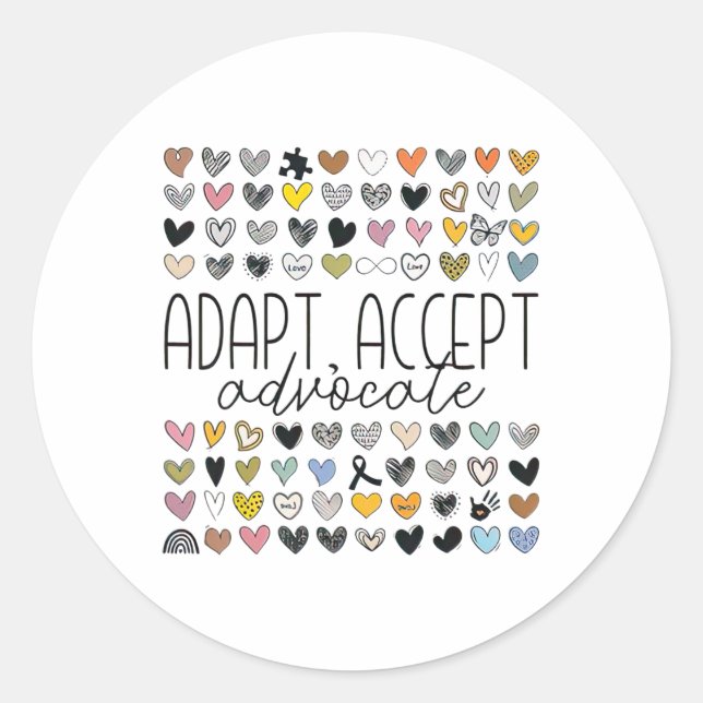 Sticker Rond Support Sensibilisation sur l'autisme Adapt Accept (Devant)