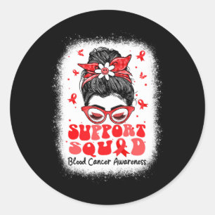 Sticker Rond Support Squad Messy Bun Butterfly Red Ribbon Blood