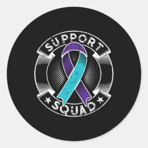 Sticker Rond Support Squad Ribbon Suicide Prevention