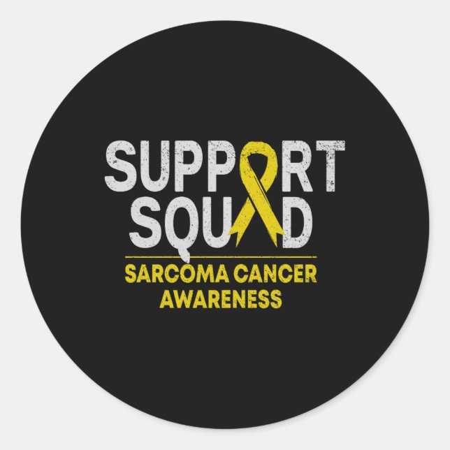 Sticker Rond Support Squad Sarcoma Cancer Awareness Yellow Ribb (Devant)