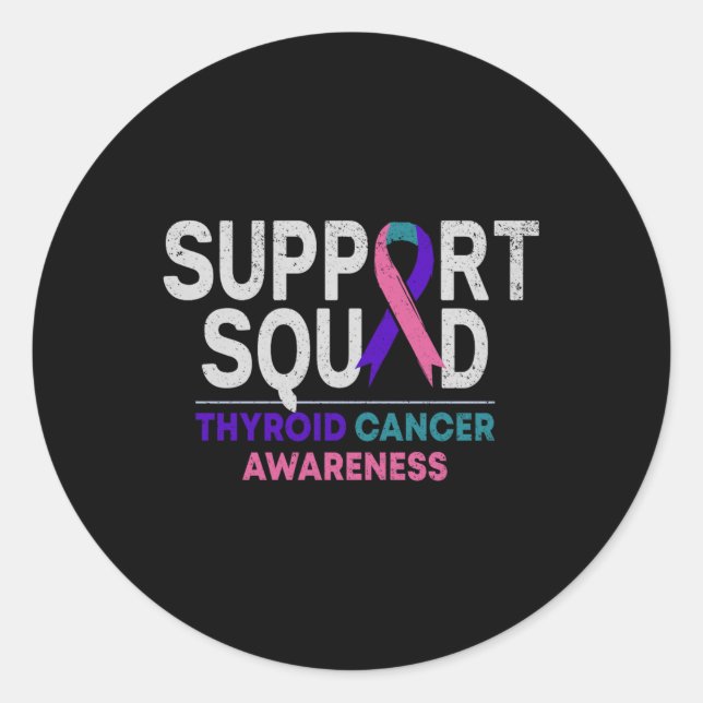 Sticker Rond Support Squad Thyroide Cancer Awareness Month Ribb (Devant)