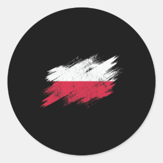 Sticker Rond Supporter de football polonais Drapeau en lambeaux