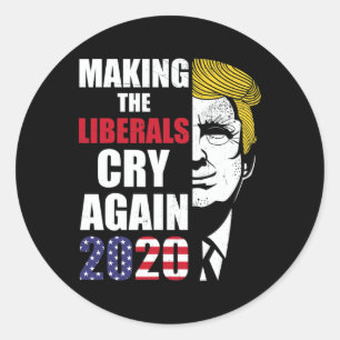 Sticker Rond Supporter vintage de Trump faisant pleurer les lib