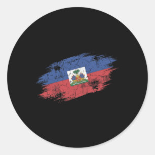 Sticker Rond Supporteur de football haïtien Drapeau en lambeaux