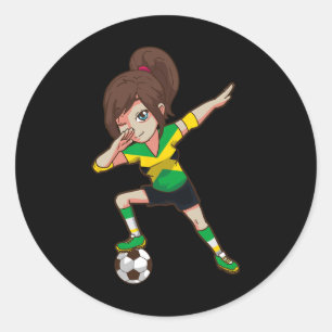 Sticker Rond Supportrice de football Jamaïque Drapeau jamaïcain
