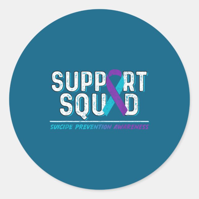 Sticker Rond Suprt Squad Suprt Suicide Prevention Awareness Rib (Devant)