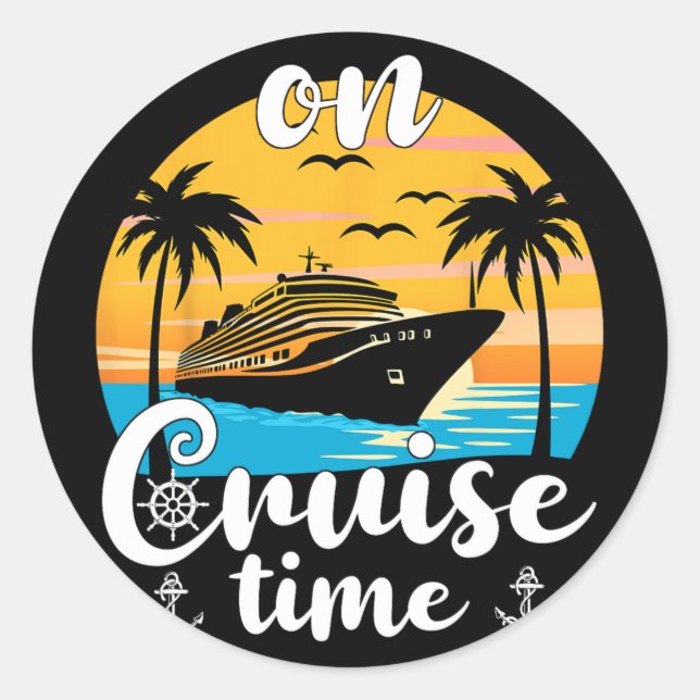 Sticker Rond Sur Croisière Heure Plage Vacances Été Corresponda (Devant)