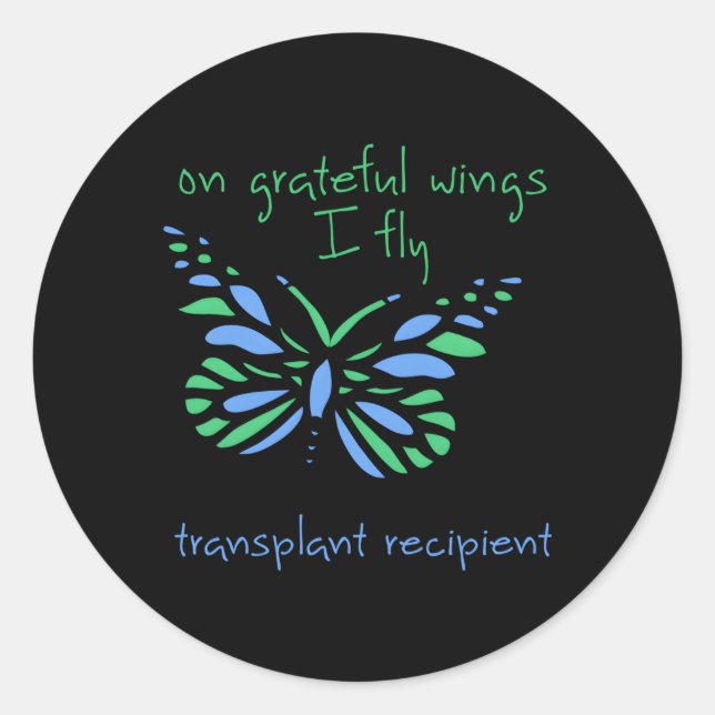 Sticker Rond Sur Des Ailes Reconnaissantes, Je Vole Et Papillon (Devant)