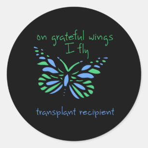 Sticker Rond Sur Des Ailes Reconnaissantes, Je Vole Et Papillon