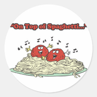 Sticker Rond sur des spaghettis chantant des boulettes de viand
