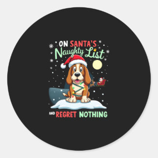 Sticker Rond Sur la liste de Noël méchants du Père Noël Ne regr