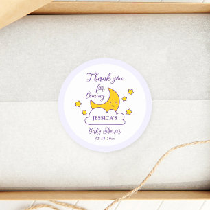 Sticker Rond Sur la Lune et les étoiles Baby shower Merci