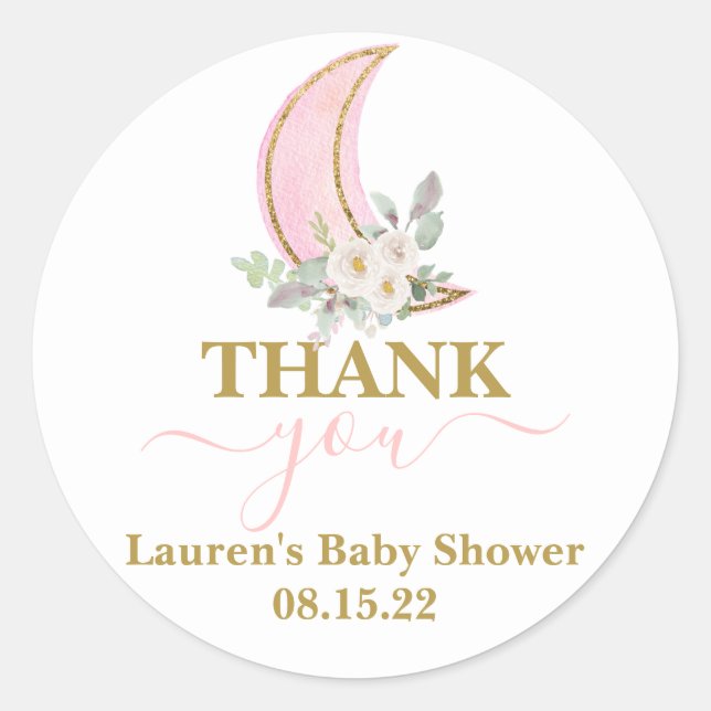 Sticker rond sur le Baby shower de la lune (Devant)