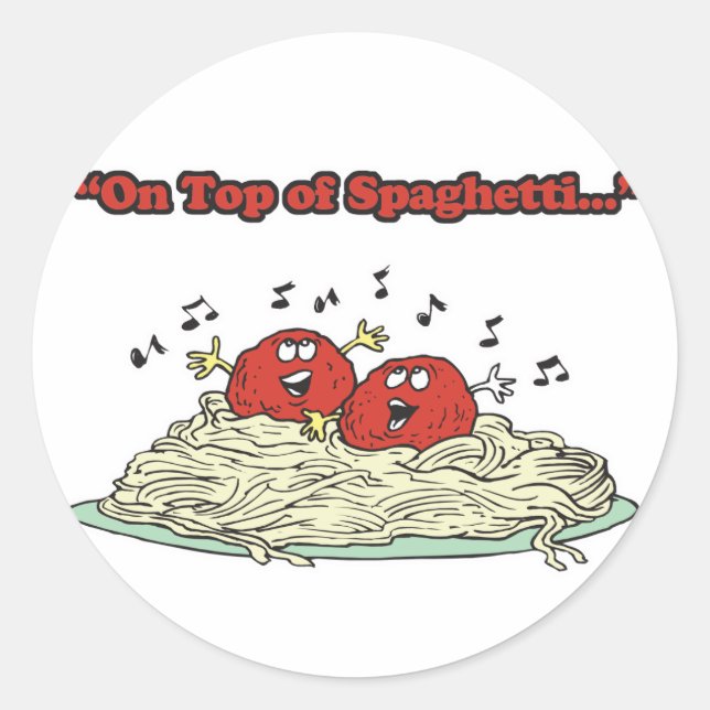 Sticker Rond sur le dessus de spaghetti chantant des boules de  (Devant)