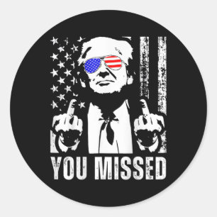 Sticker Rond (sur le dos) Trump 2024 Us American Flag vous a ma