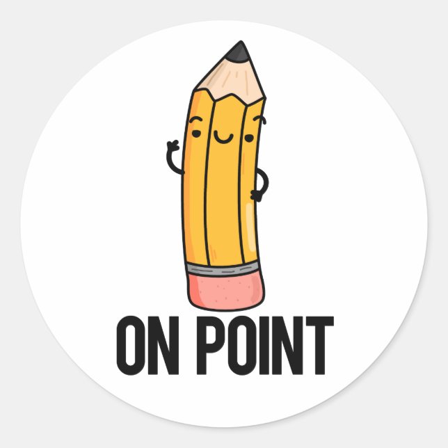 Sticker Rond Sur le jeu de crayon amusant Point (Devant)