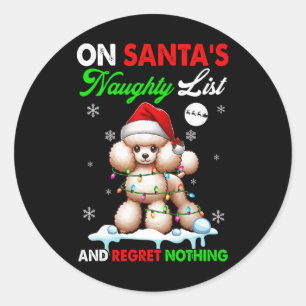 Sticker Rond Sur Père Noël Xmas Naughty List Regret Nothing Pèr