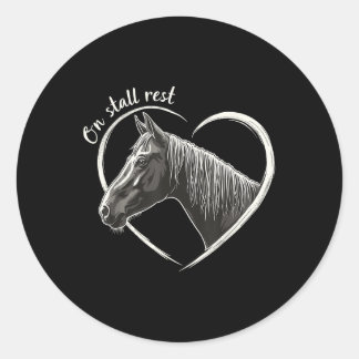 Sticker Rond Sur Stall Repos, Cheval Equestre Coeur Stable,
